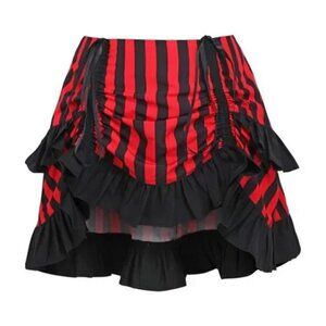 Red/Black Striped Ruched Bustle Skirt